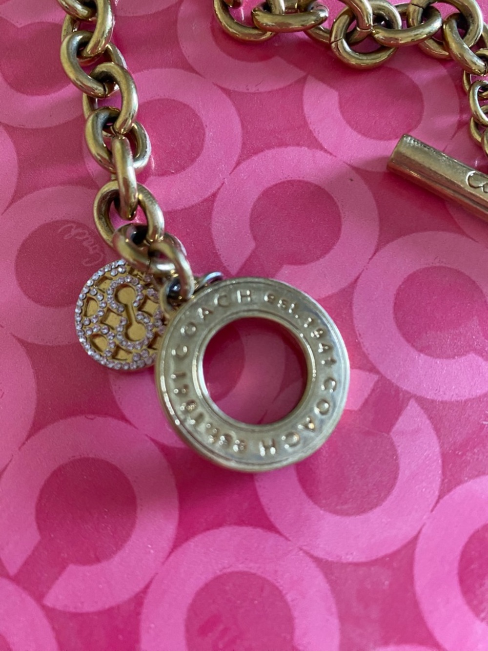 Coach Gold-Tone Toggle Chain Bracelet with Pave Charm - Picture 3 of 9